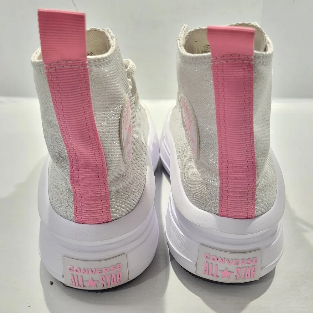 CONVERSE LITTLE GIRLS CHUCK TAYLOR ALL STAR MOVE SPARKLE PLATFORM HI TOP SHOE 3 - Picture 5 of 15